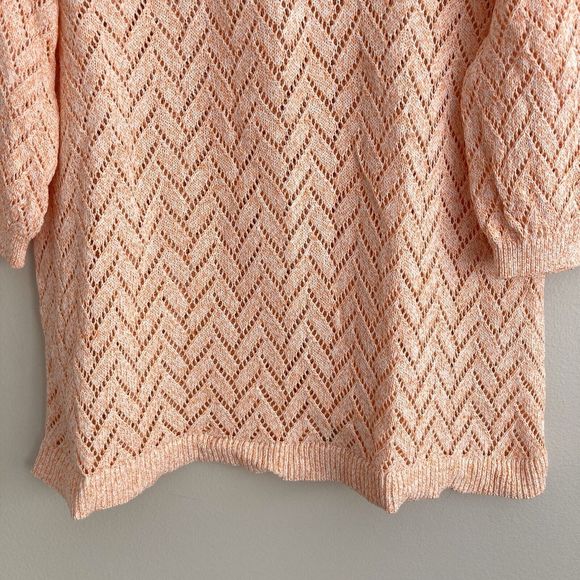 Talbots Womens Plus Open Knit 3/4 Sleeve Sweater Peach Size 1X Cotton Linen - Picture 4 of 7